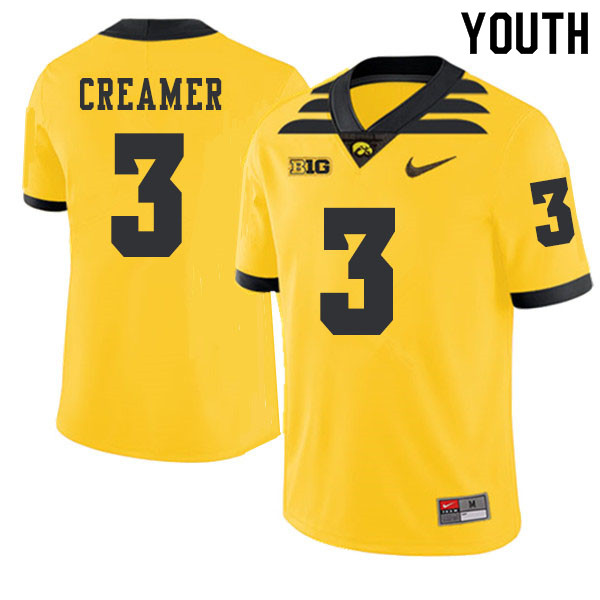 2019 Youth #3 Trey Creamer Iowa Hawkeyes College Football Alternate Jerseys Sale-Gold - Click Image to Close